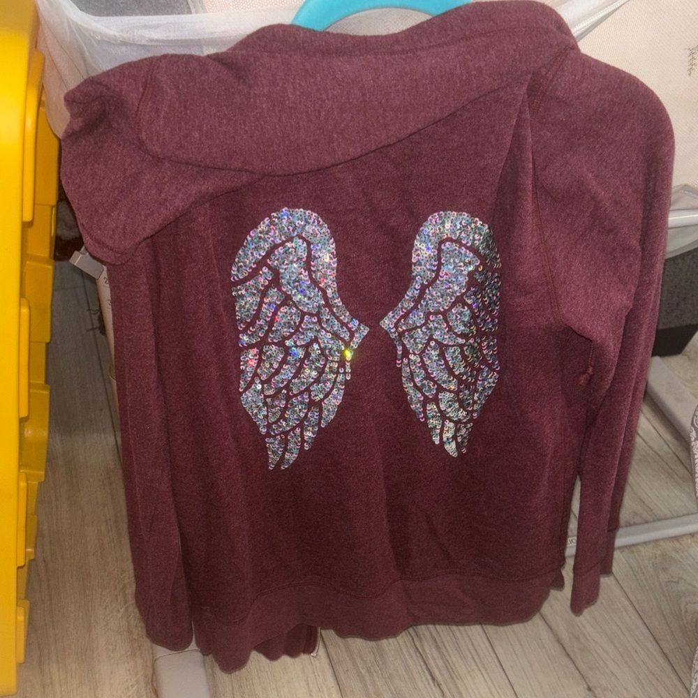 Victoria's Secret Maroon Sweater with Glitter Wings